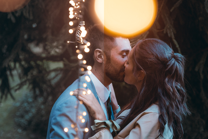 Sovrapposizione dello stesso scatto che evidenzia la post produzione dello scatto. Matrimonio a Boves. Fotografo di matrimonio a Cuneo.